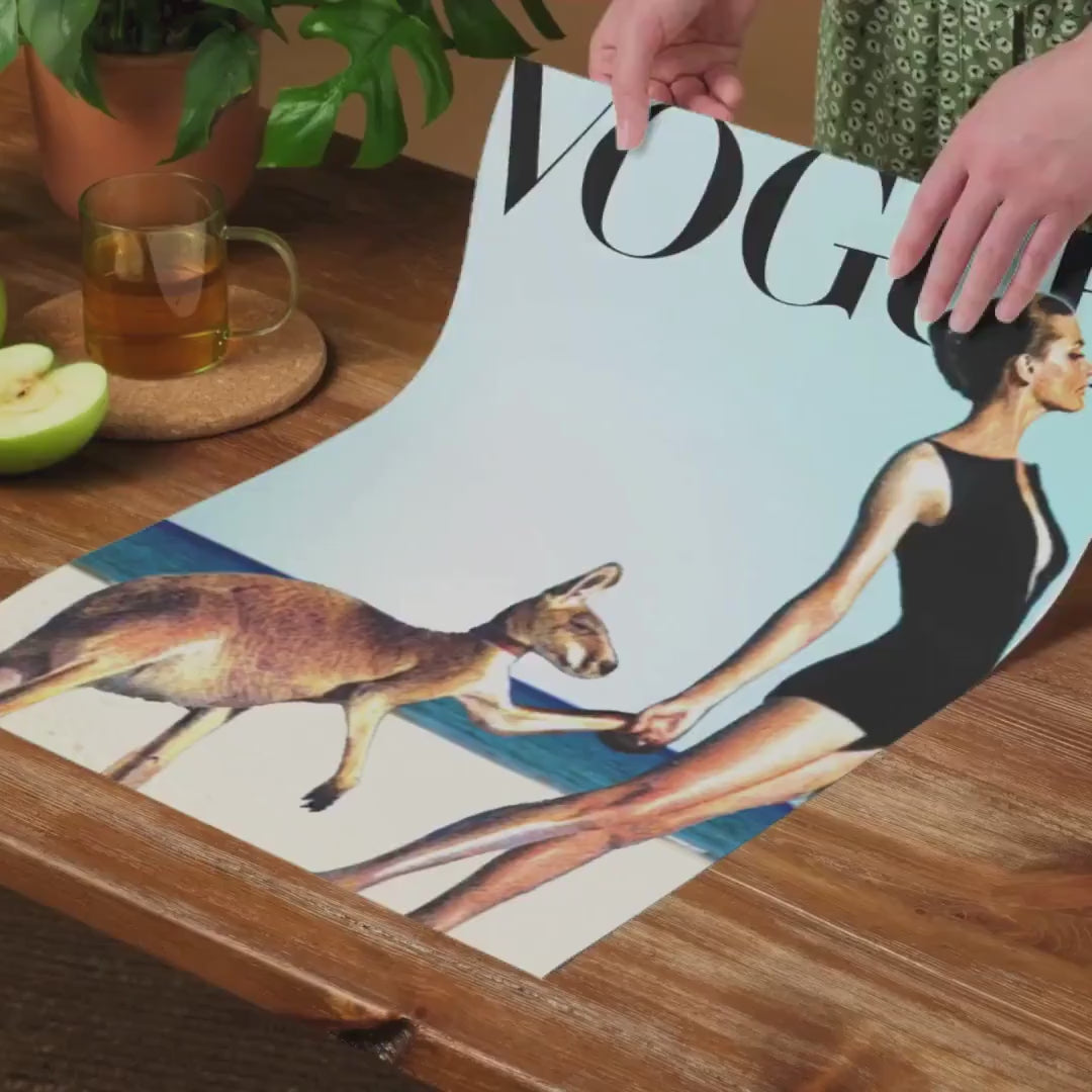 The Girl and the Kangaroo Print | Old Money Poster | Vintage Vogue Poster